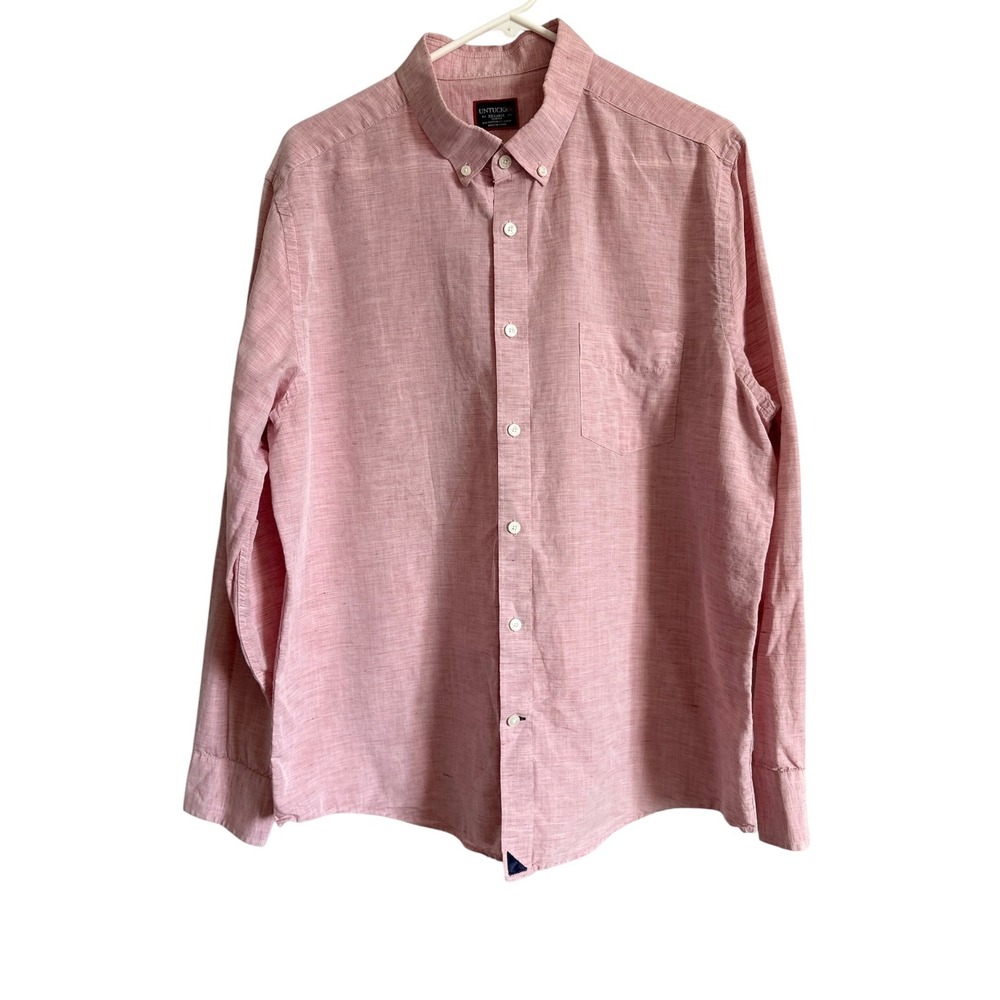 UNTUCKit Mens Slim Fit Button Down Shirt Size XXL Pink Cotton Linen Blend